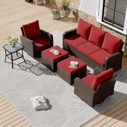 6 Piece Patio Furniture Set with Swivel Chairs