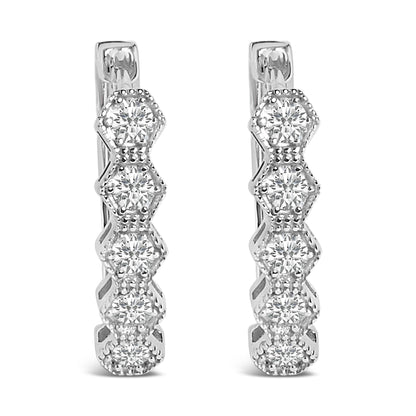 14K Gold 1/2 Cttw Diamond Earring Zig-Zagging Geometric Hoop Earrings (G-H Color, SI1-SI2)-1