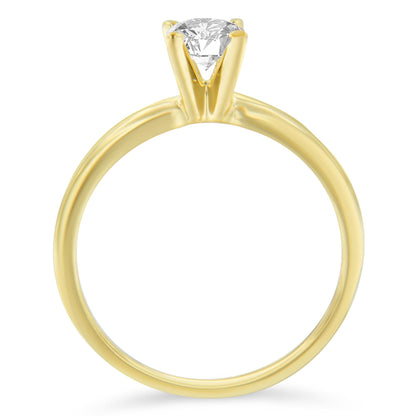 GIA Certified 14k Gold 1/2 Cttw Diamond Solitaire Engagement Ring (H Color, SI1 Clarity)-1