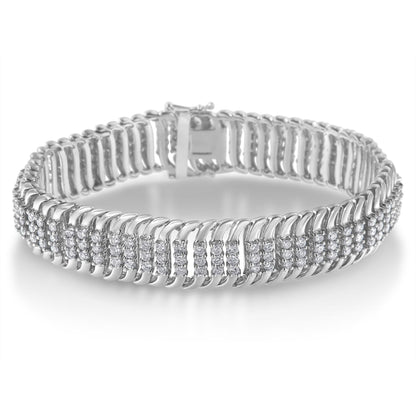 14K White Gold 5.0 Cttw Round Brilliant Cut Diamond 7" S Wave Serpentine Tennis Bracelet (H-I Color, I1-I2 Clarity)-1