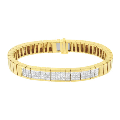 14K Yellow Gold 3 5/8 cttw Invisible Set Princess-Cut Diamond ID Tennis Bracelet (I-J Color, SI1-SI2 Clarity) - Size 7"-1