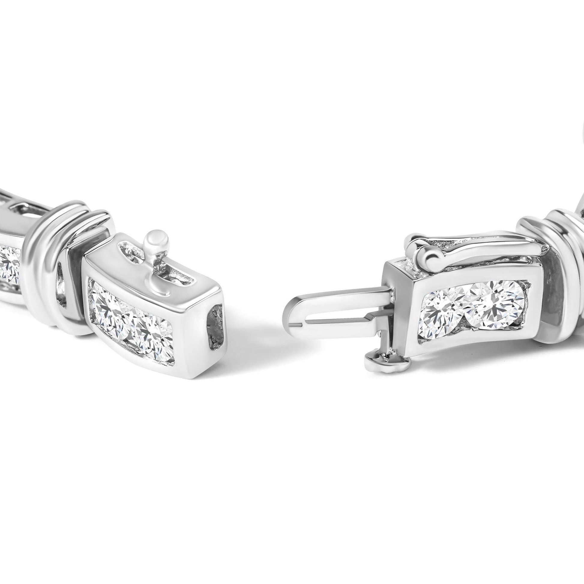 14K White Gold 6 3/4 Cttw Diamond 4 Stone Link Bracelet (H-I Color, I1-I2 Clarity) - 7" Inches-1