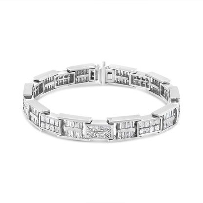 14K White Gold 10 5/8 Cttw Diamond Panel Link Bracelet  - 7" Inches-1