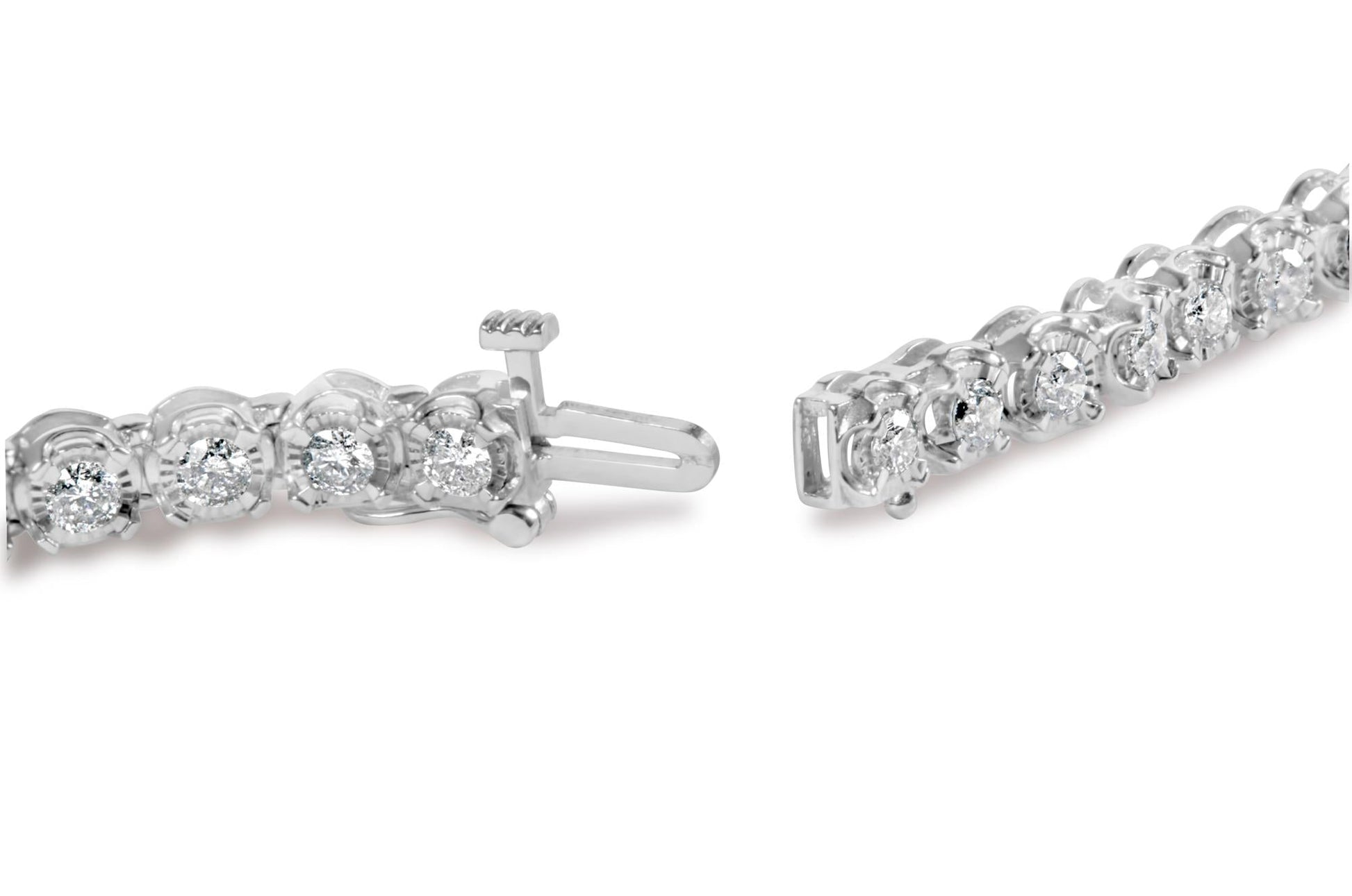 10K White Gold 3.00 Cttw Miracle Set Diamond Bezel Link Style Tennis Bracelet (H-I Color, I2-I3 Clarity) - 7.5"-1