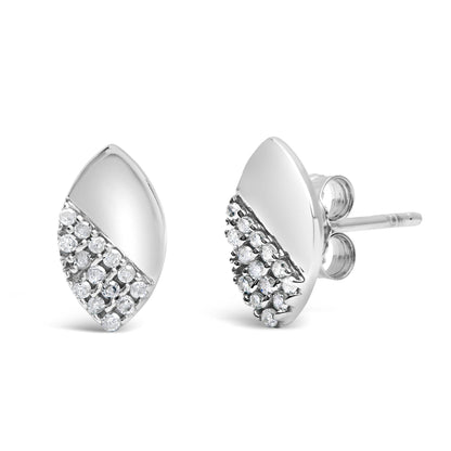 925 Sterling Silver 1/6 Cttw Diamond and Mirror Polish Pear Shape Stud Earrings (I-J Color, I2-I3 Clarity)-1