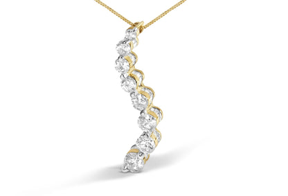 14k Yellow Gold 3.0 cttw Baguette and Brilliant Round-Cut Diamond Journey 18" Pendant Necklace (I-J Color, I2-I3 Clarity)-1