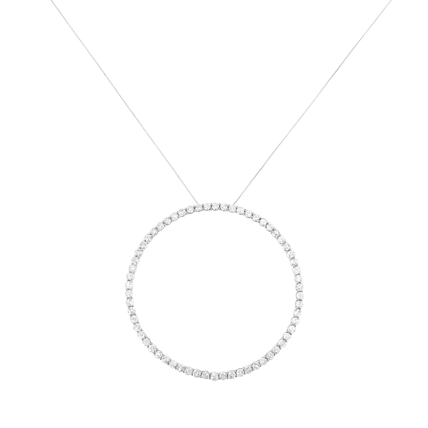 .925 Sterling Silver 5.0 Cttw Prong Set Round-cut Diamond Open Circle Hoop 18" Pendant Necklace (I-J Color, I2-I3 Clarity)-1