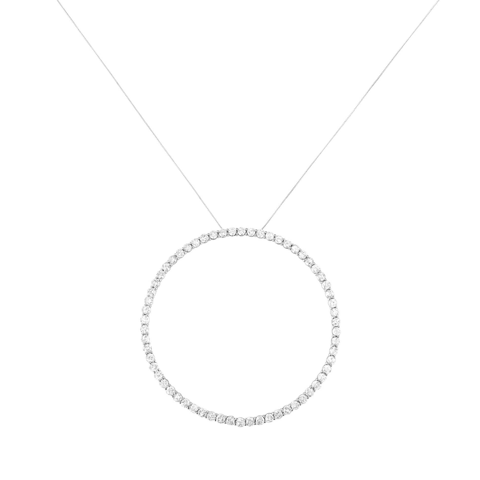 .925 Sterling Silver 5.0 Cttw Prong Set Round-cut Diamond Open Circle Hoop 18" Pendant Necklace (I-J Color, I2-I3 Clarity)-1