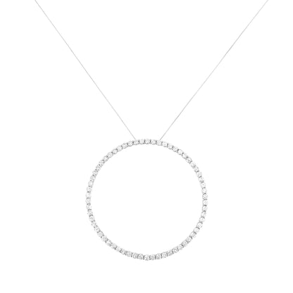 .925 Sterling Silver 5.0 Cttw Prong Set Round-cut Diamond Open Circle Hoop 18" Pendant Necklace (I-J Color, I2-I3 Clarity)-1