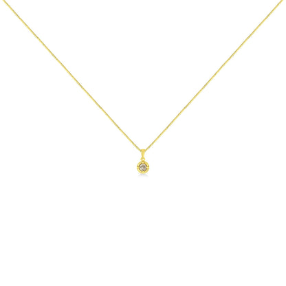 14K Yellow Gold Plated .925 Sterling Silver Brilliant Round Cut Diamond Solitaire Milgrain 18" Pendant Necklace-4