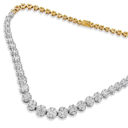 IGI Certified 14K Yellow Gold 14 3/4 cttw Pave Set Round-Cut Diamond Riviera Necklace (F-G Color, S2-I1 Clarity)-1