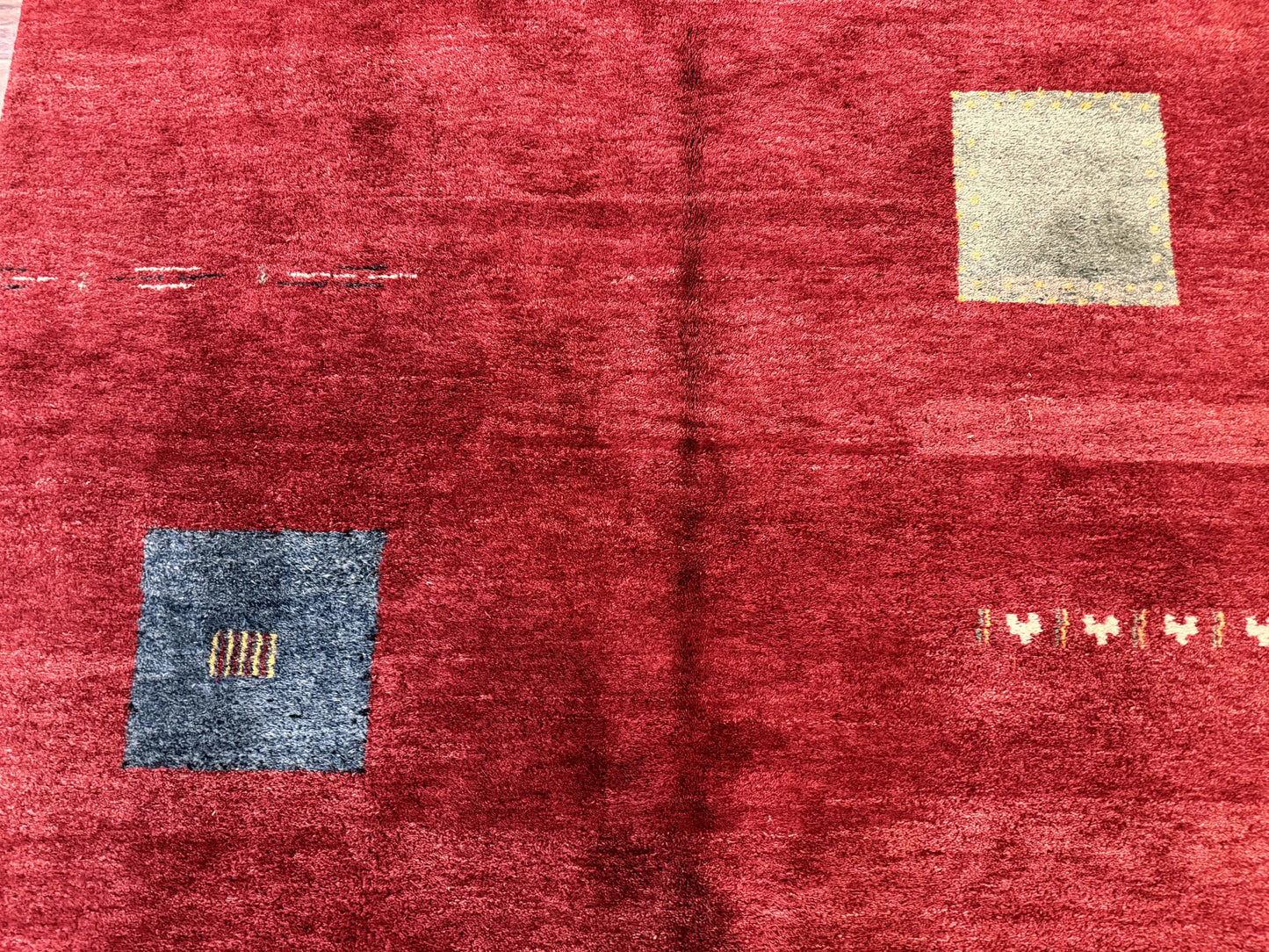 Modern Indo Persian Gabbeh Rug 7x10, Red, Tribal Area Rug-3