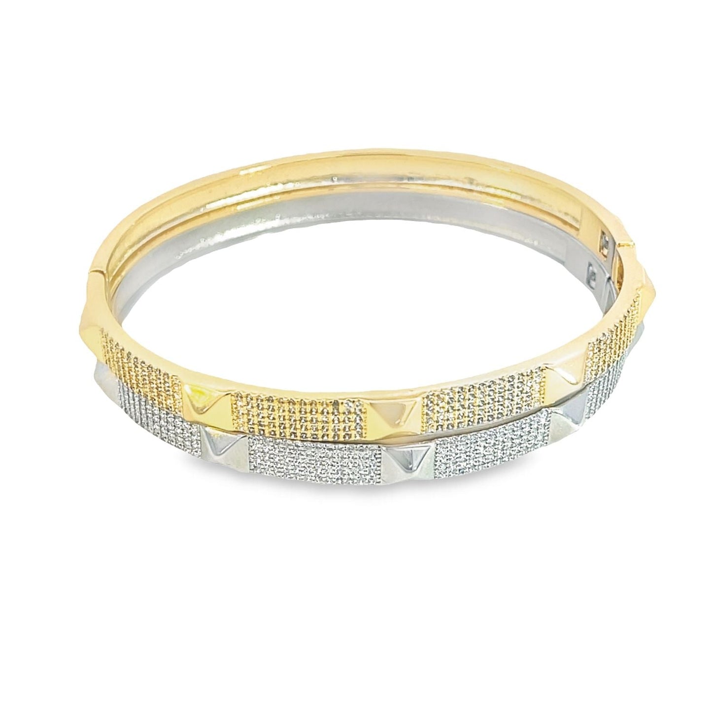 CZ Paved Stone Bangle Bracelet
