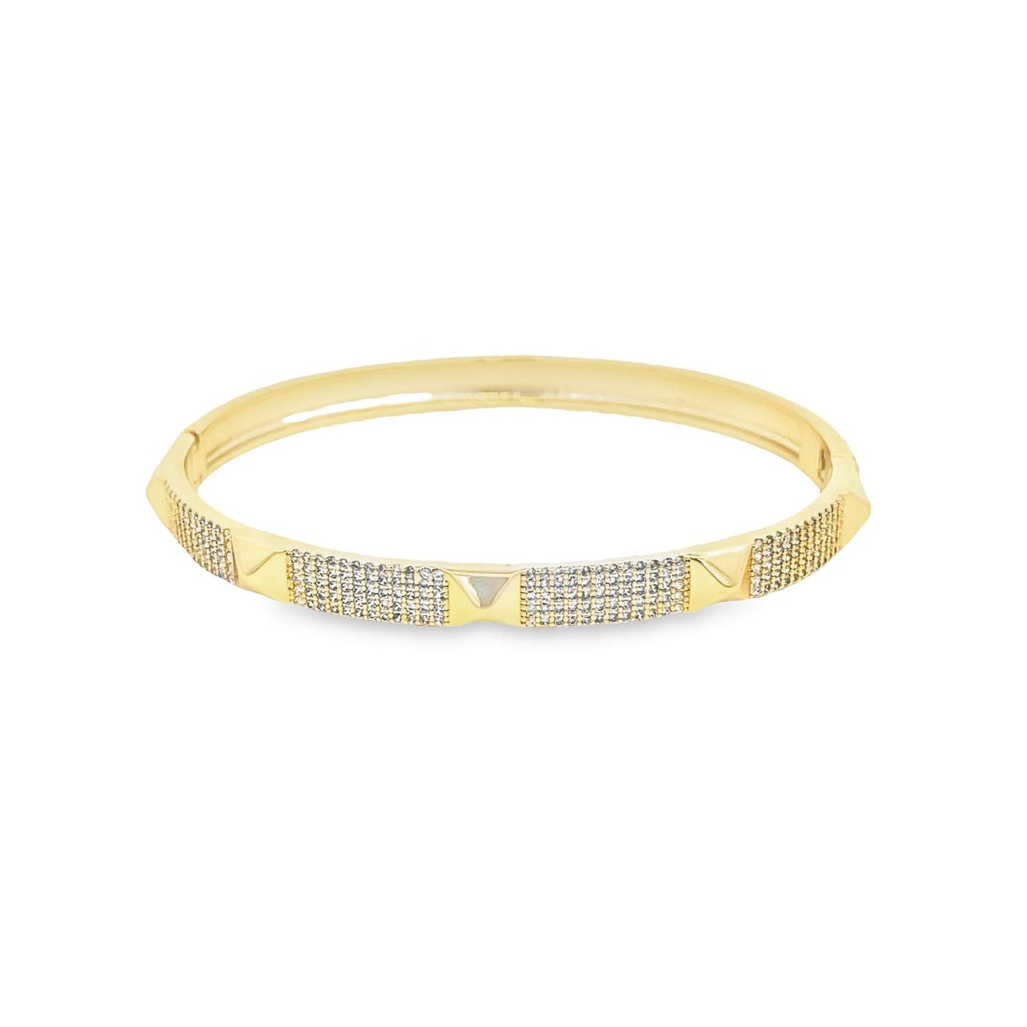 CZ Paved Stone Bangle Bracelet