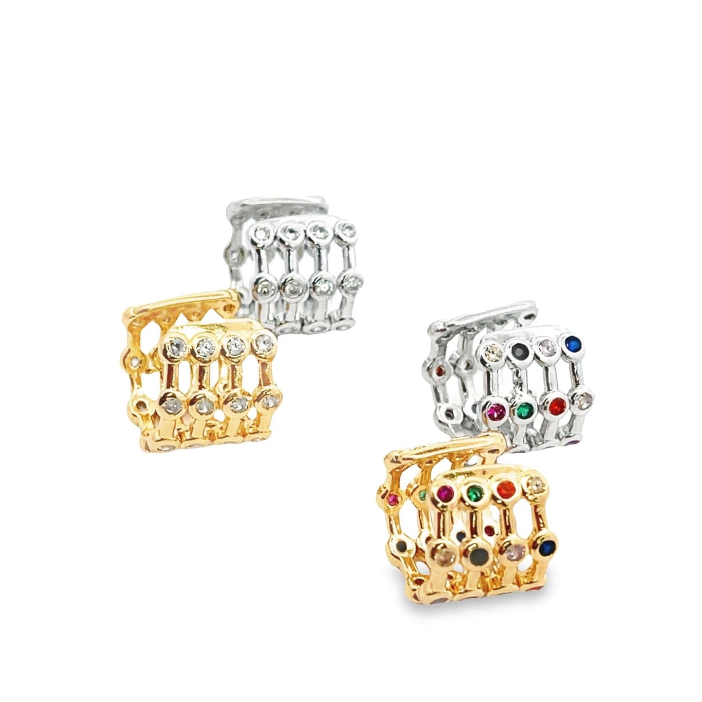 CZ Clear and Multicolor Ear Cuffs-0