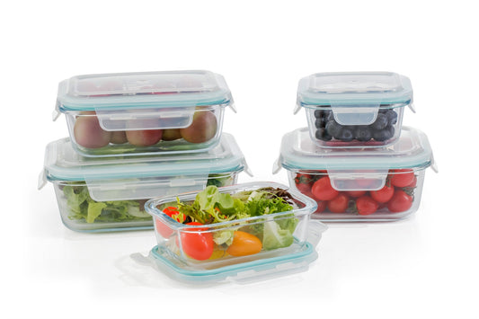 10-Piece Glass Food Storage Containers with Airtight Locking Lids (5 Containers + 5 Lids)-0