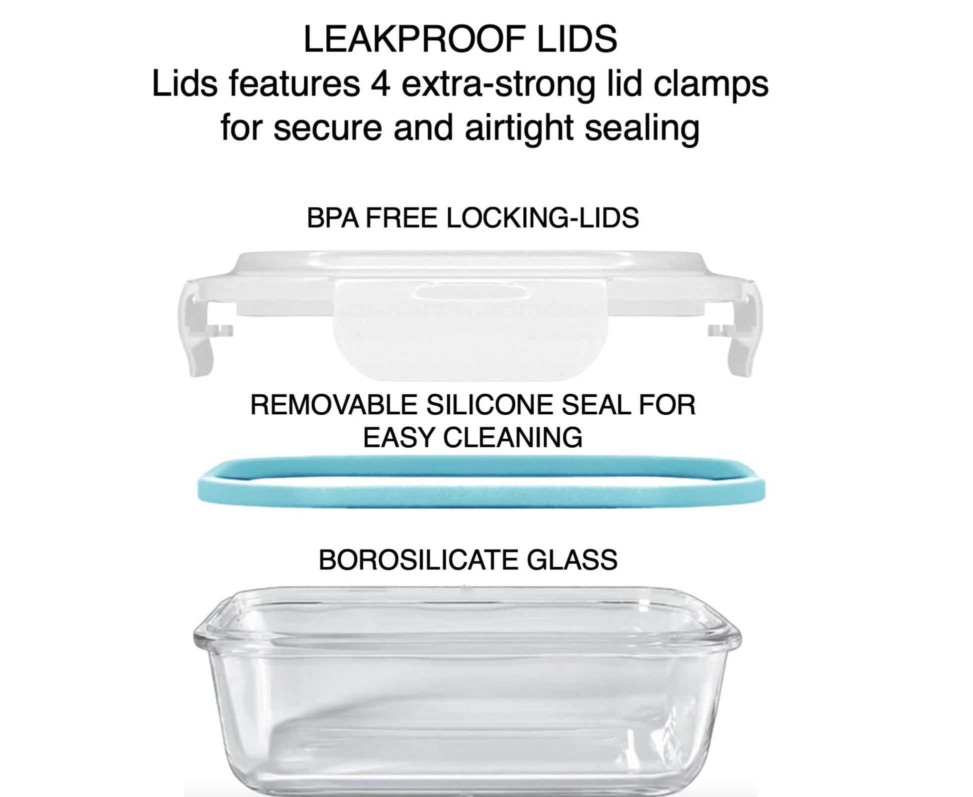 10-Piece Glass Food Storage Containers with Airtight Locking Lids (5 Containers + 5 Lids)-4