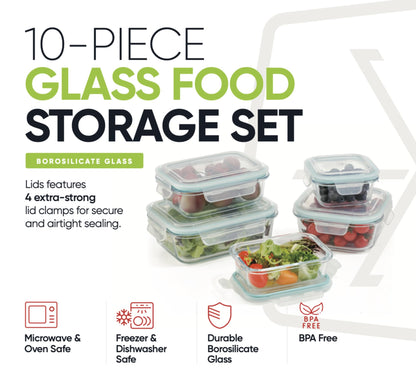 10-Piece Glass Food Storage Containers with Airtight Locking Lids (5 Containers + 5 Lids)-1