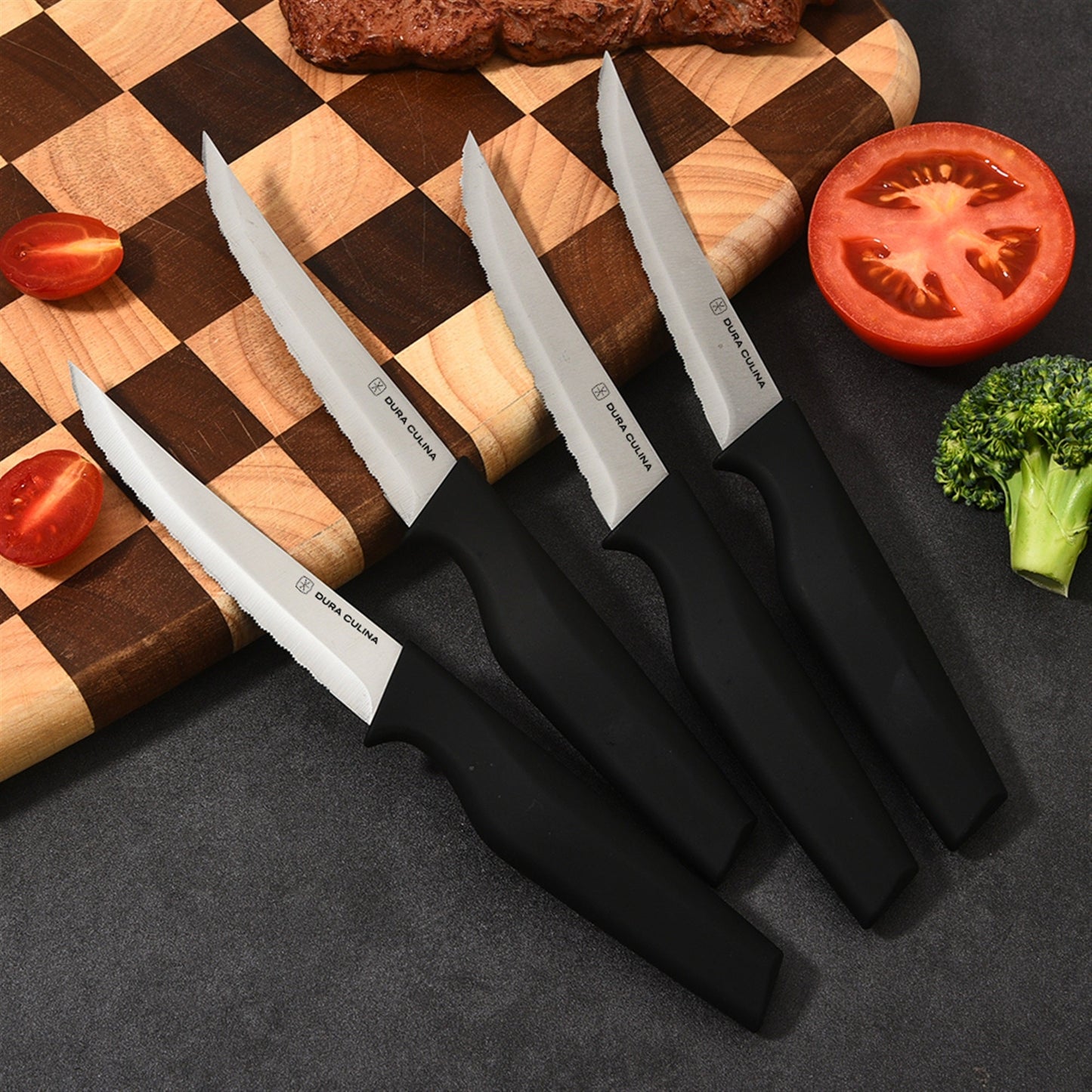 8-Piece Steak Knife Set - High Carbon Stainless Steel Serrated Blades with Ergonomic Handles, 4.5” Premium Kitchen Knives for Dining-1