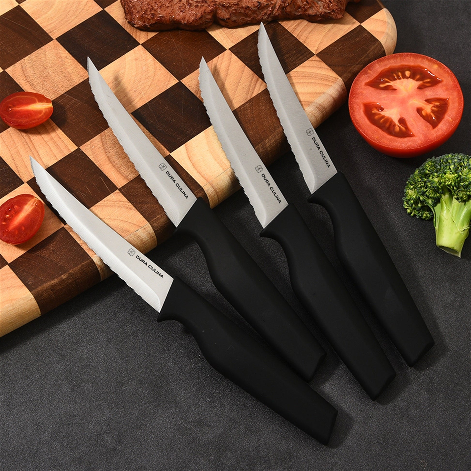 8-Piece Steak Knife Set - High Carbon Stainless Steel Serrated Blades with Ergonomic Handles, 4.5” Premium Kitchen Knives for Dining-1