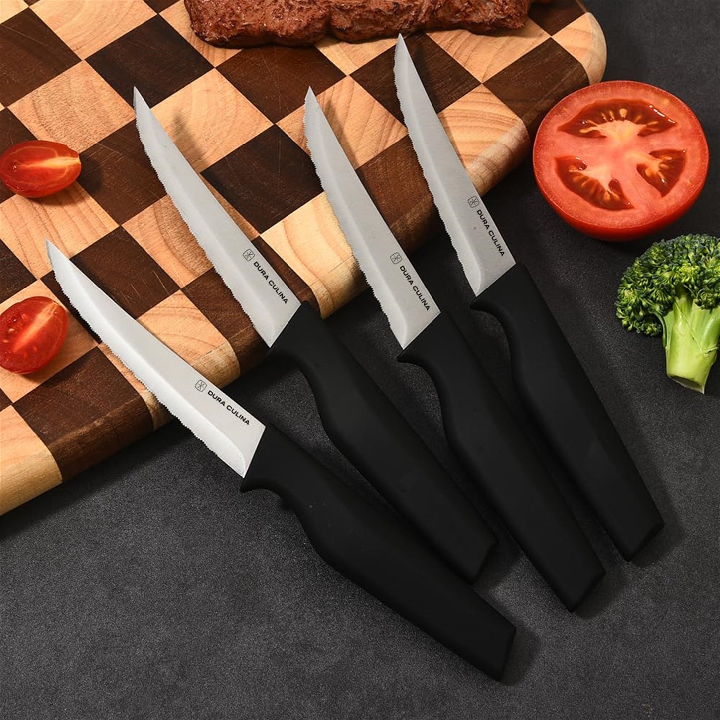 8-Piece Steak Knife Set - High Carbon Stainless Steel Serrated Blades with Ergonomic Handles, 4.5” Premium Kitchen Knives for Dining-4