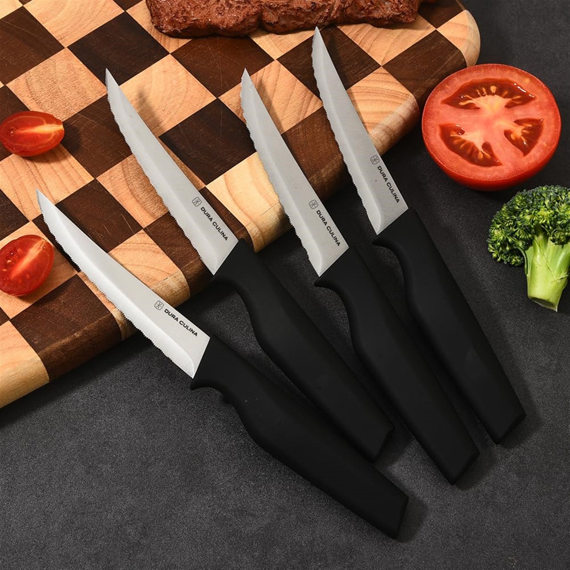8-Piece Steak Knife Set - High Carbon Stainless Steel Serrated Blades with Ergonomic Handles, 4.5” Premium Kitchen Knives for Dining-4