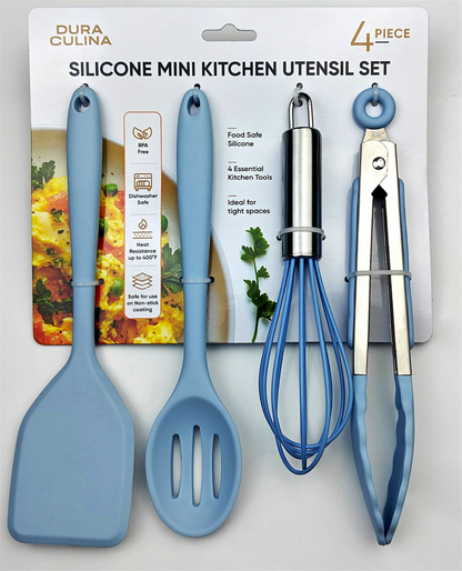 4-Piece Baby Blue Mini Silicone Tool Set – Versatile, Non-Stick, and Stylish-0