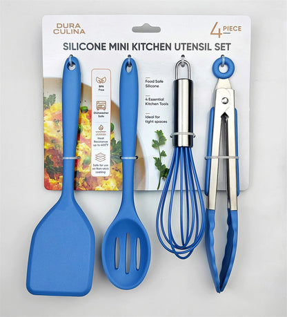 4-Piece Blue Mini Silicone Tool Set – Versatile, Non-Stick, and Stylish-1