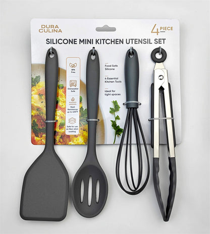 4-Piece Grey Mini Silicone Tool Set – Versatile, Non-Stick, and Stylish-1