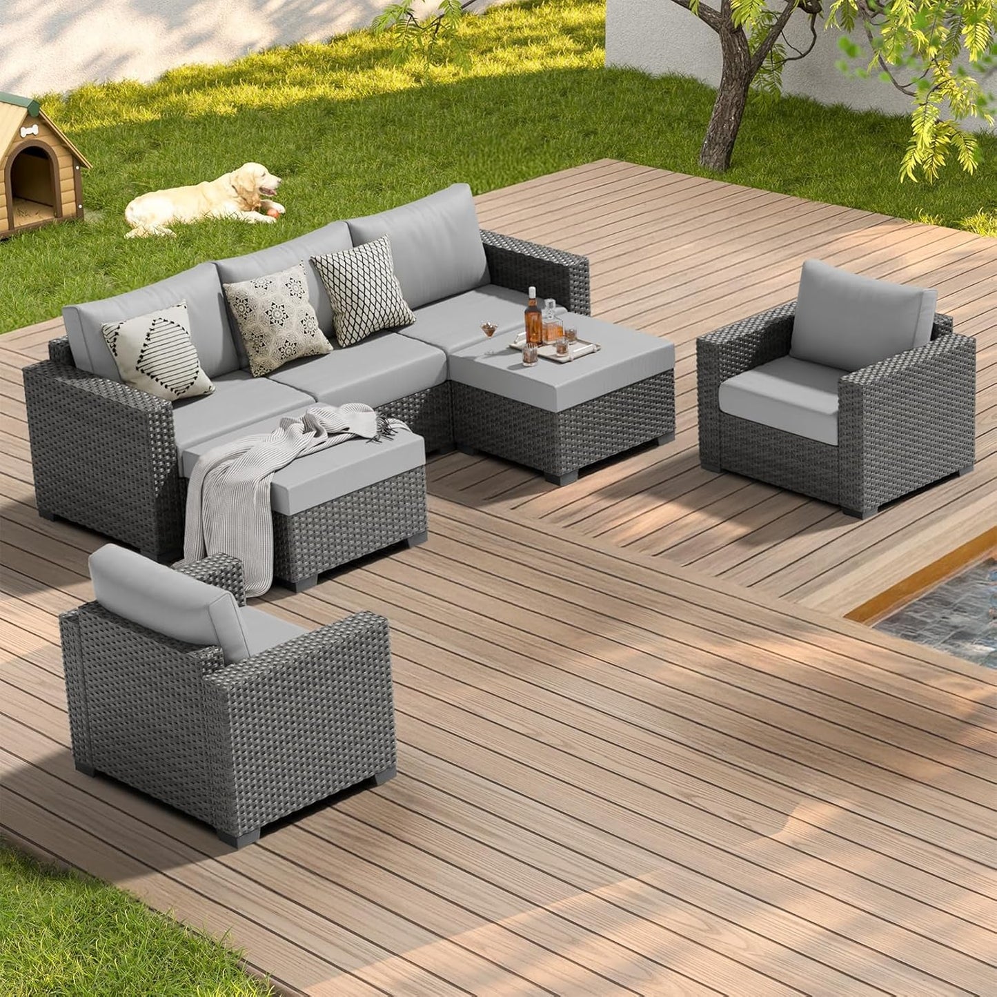 Comfortable Wicker Rattan Outdoor Patio Furniture Set