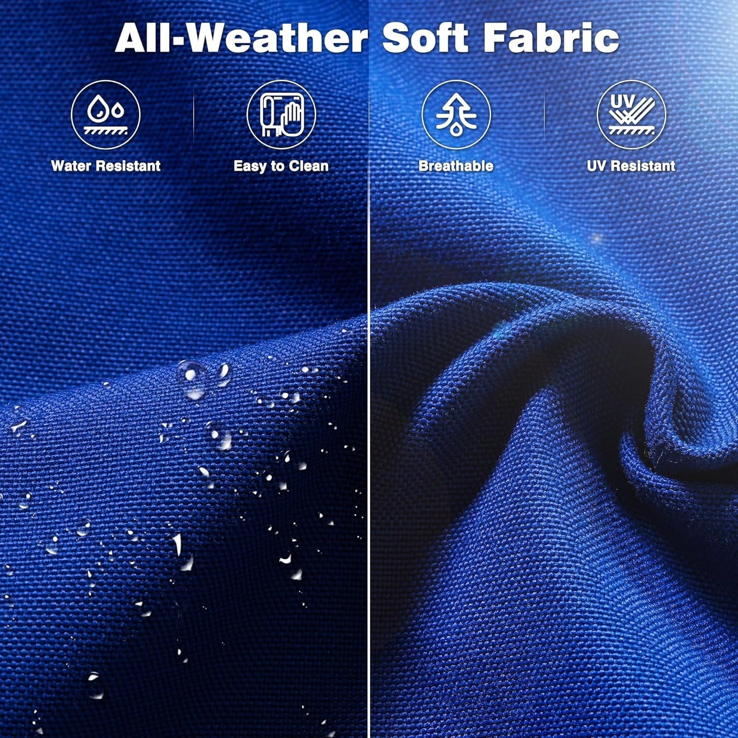 5-Pieces Patio Furniture Set, Outdoor Wicker Sofa Couch with Chairs Ottomans Comfy Cushions, All Weather Modern High Back Conversation Set, Brown Rattan, Navy Blue-2