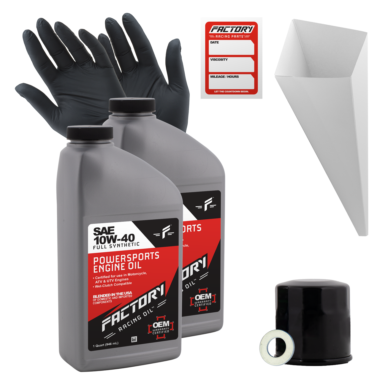 10W-40 Full Synthetic 2 Quart Oil Change Kit For Kawasaki KAF400 Mule SX