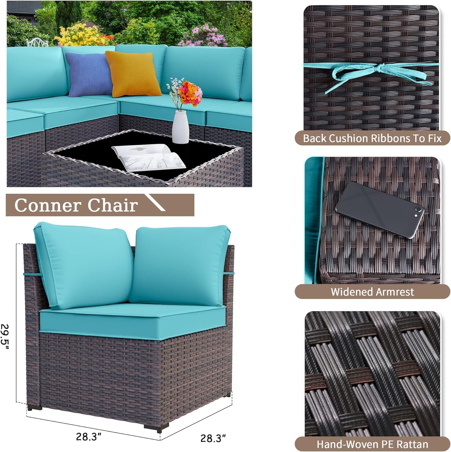 Rattan Patio Furniture Set With Fire Pit Table-1