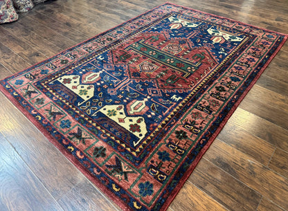 Persian Tribal Heriz Design Rug 6x9, Pottery Barn Rug, Hand Knotted Wool Vintage Rug