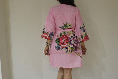 Pink Floral Maternity Hospital Gown-1