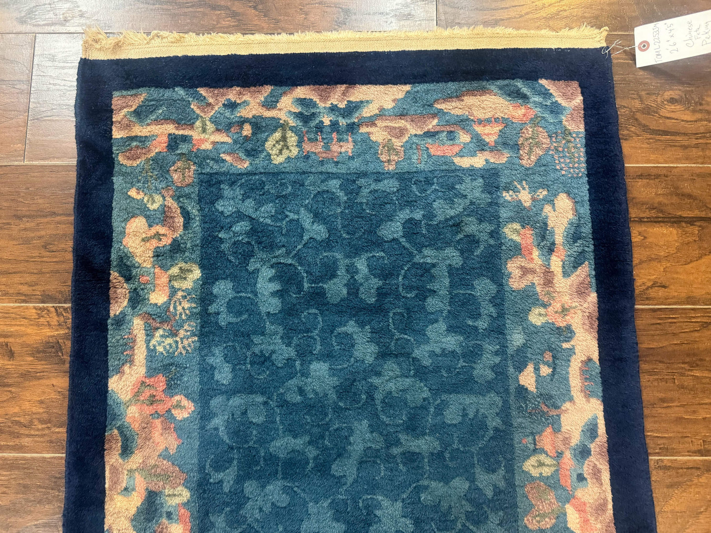 Blue Chinese Wool Rug 2.5 x 4, Peking Rug, Fete Rug, Semi Antique Chinese Carpet
