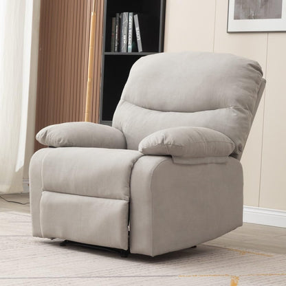 Recliner Armchair with Reclining Function, Upholstered Padded Single Sofa Seat, Home Office Living Room Lounge Chairs for Reading Resting Sleeping (Light Gray Linen Fabric)-0