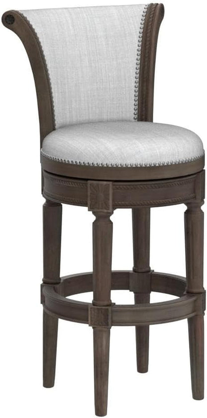 Reclaimed Oak Bar Stools, Grey Fabric (Set 3)