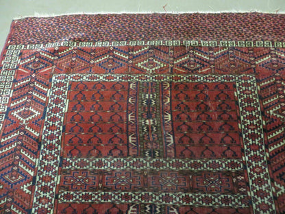 Antique Turkoman Rug 4x5, Ensi Hatchli Tekke Wool Rug
