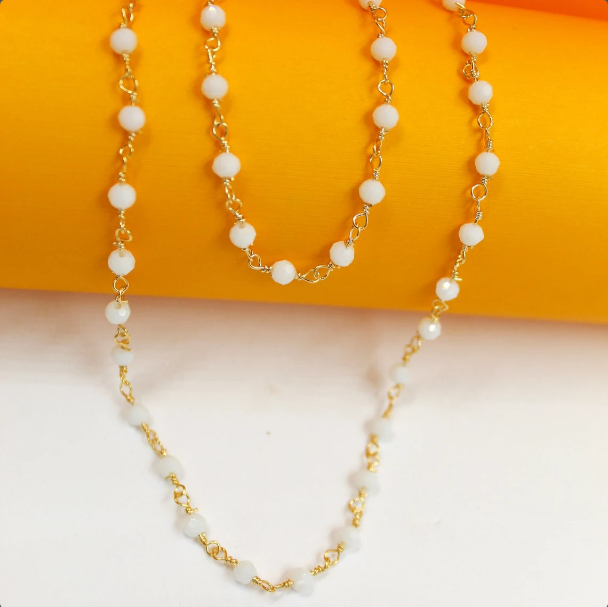 White Beaded Necklace (F224B)(I65A)