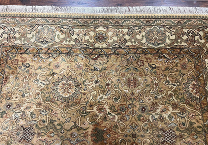 Indo Mahal Rug 8x10, Indian Jaipur Rug 8 x 10 ft, Wool Indo Persian Carpet, Handmade Traditional Floral Area Rug, Olive Green, Vintage Rug-2