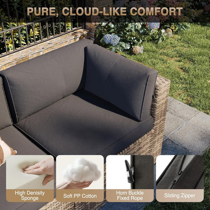 Outdoor Patio Furniture Set with Firepit Table and Cushions