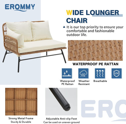 L Shaped Patio Furniture Set with Thick Cushions-4