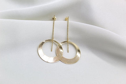 Long Round Modern Gold Earring (K156)