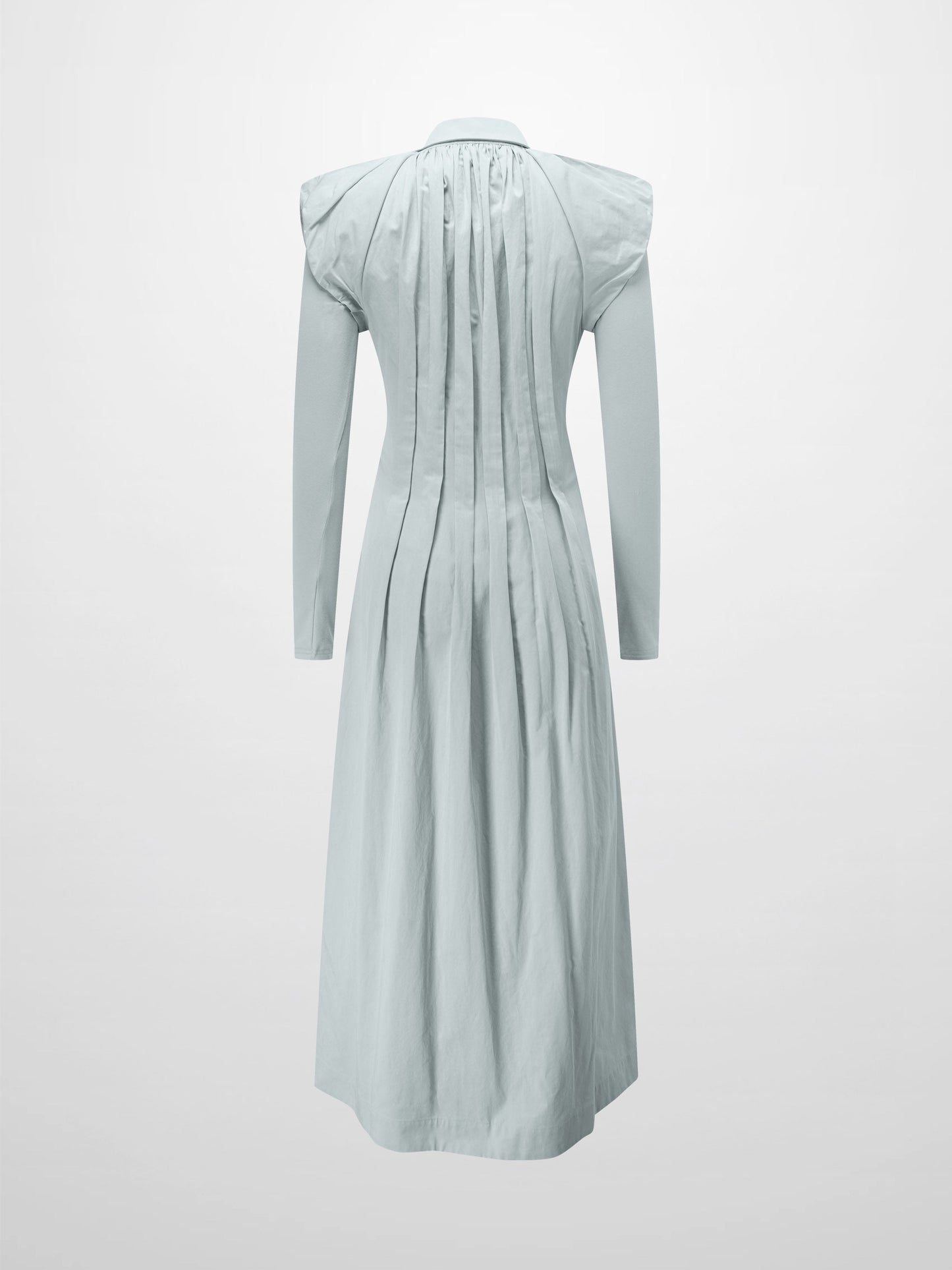 Pleat Front Button Down Dress-Light Blue