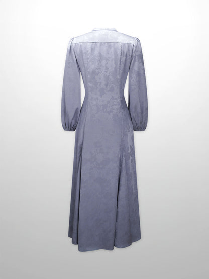 A Line Shirtdress-Slate Blue Floral