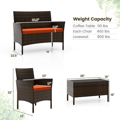 Elegant Rattan Patio Furniture Set with Cushions and Table-2