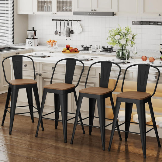 Industrial 24 Inch Bar Stools Set of Four-0