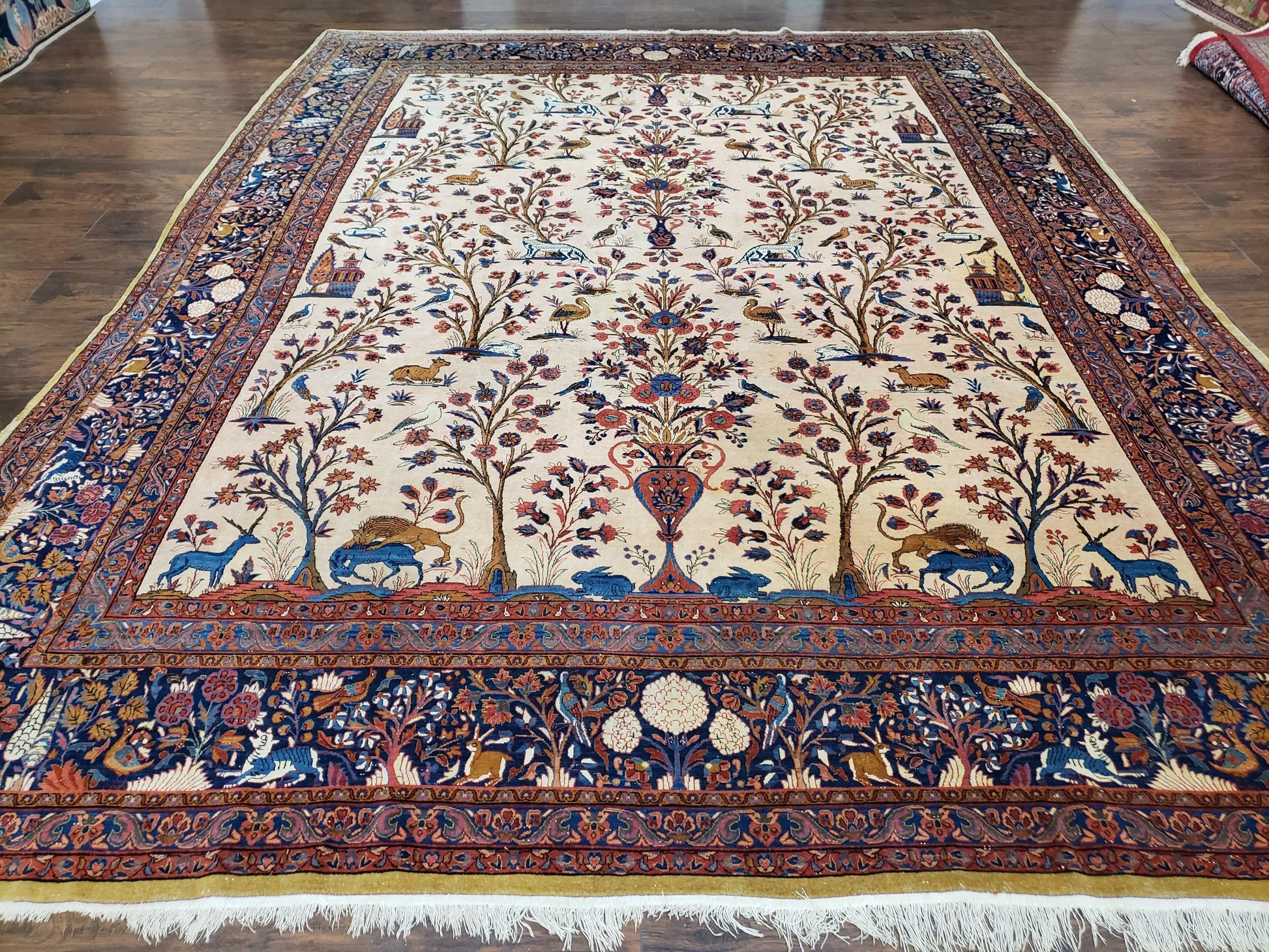 Antique Persian Kashan Tree of Life Rug 10x13-0