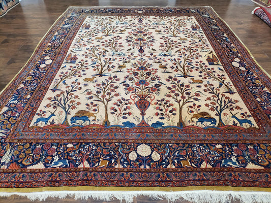 Antique Persian Kashan Tree of Life Rug 10x13-0